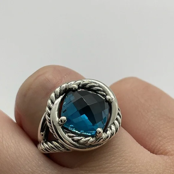 David Yurman Hampton Blue Topaz Infinity Ring - Picture 1 of 10